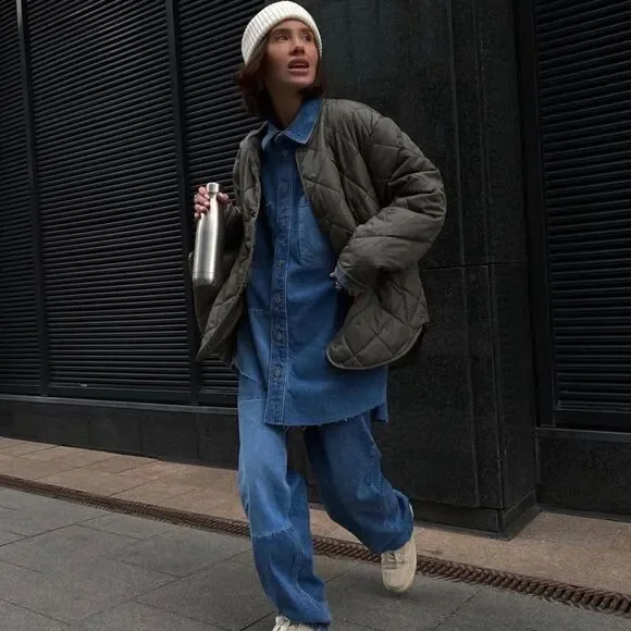 100% recycled denim H&M Shirt Jacket Overshirt Shacket - Picture 7 of 10